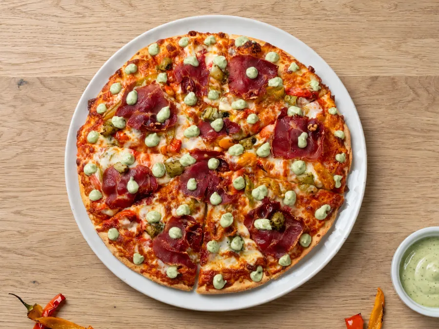 Pesto Scallop & Prosciutto pizza