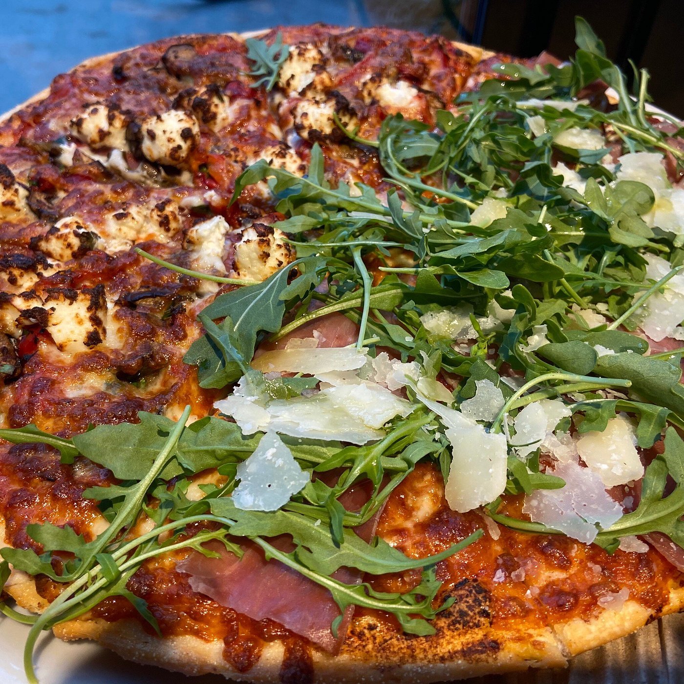 Prosciutto and rocket pizza at Pizza:deli